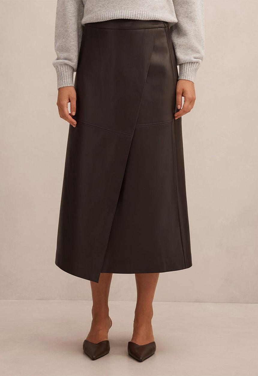 Forever New - Amelia Pu wrap skirt in chocolate