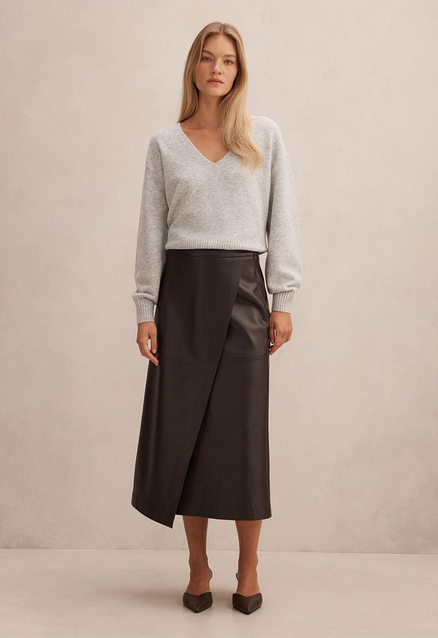 Forever New - Amelia Pu wrap skirt in chocolate