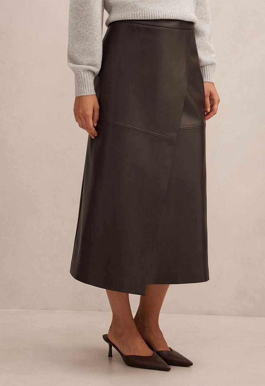 Forever New - Amelia Pu wrap skirt in chocolate