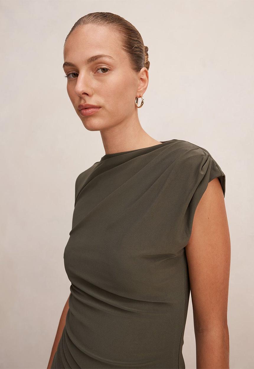 Forever New - Logan asym shoulder top - forest night