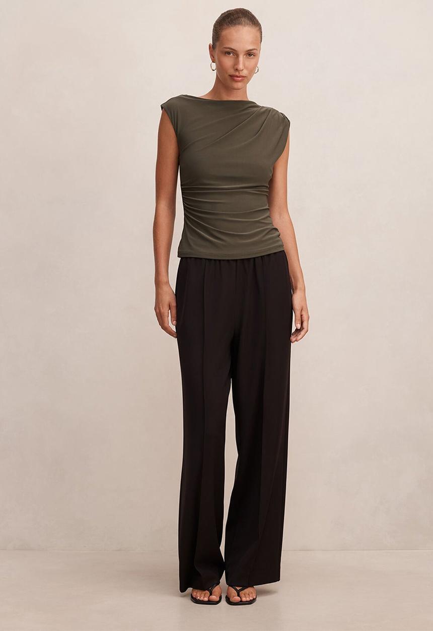 Forever New - Logan asym shoulder top - forest night