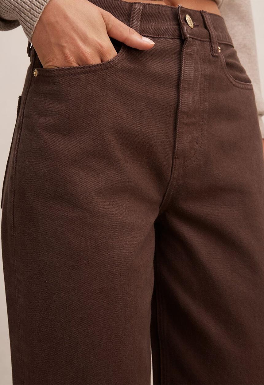 Forever New - Gia high-rise wide leg jeans in chocolate