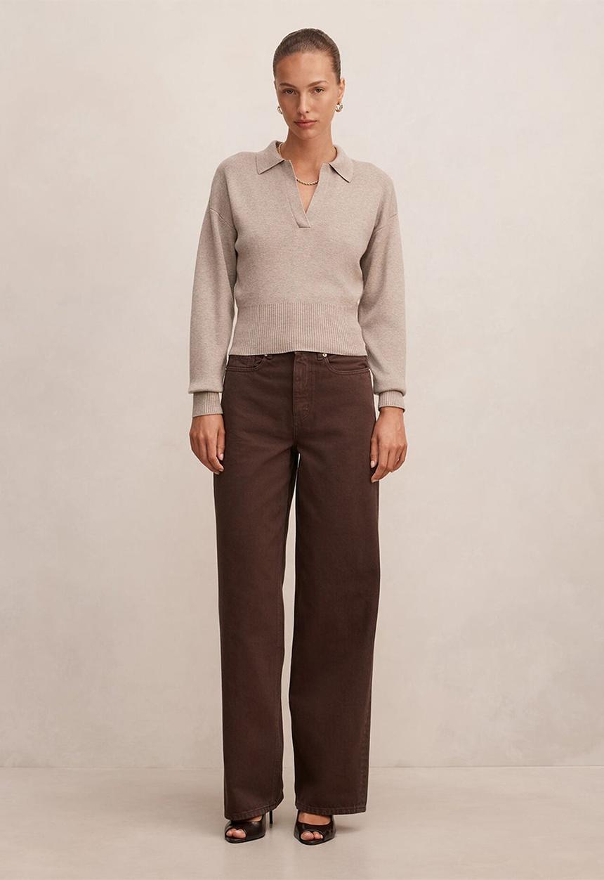 Forever New - Gia high-rise wide leg jeans in chocolate