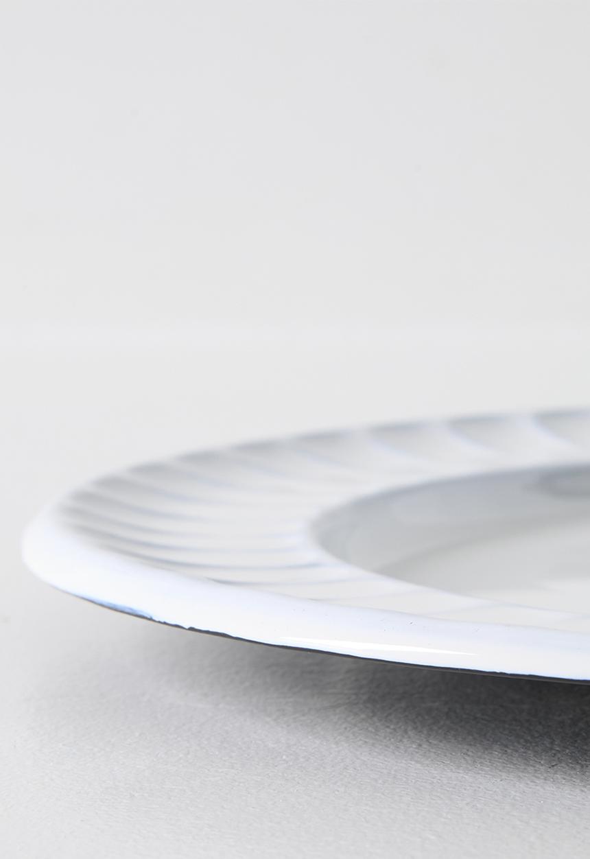 Excellent Houseware - White & Black Enamel Plate - 32cm