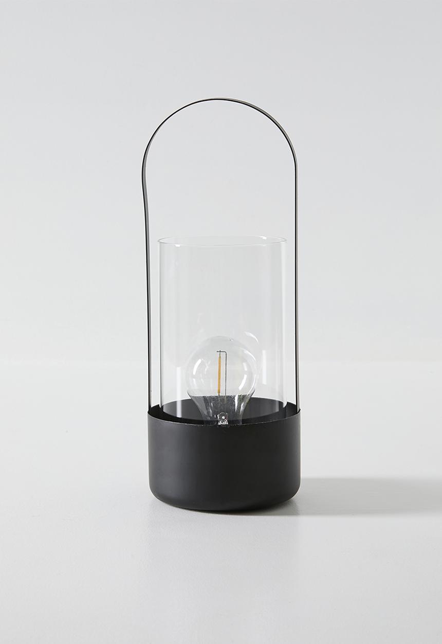 H&S - Metal Frame & Glass Cilinder Lantern - 31cm
