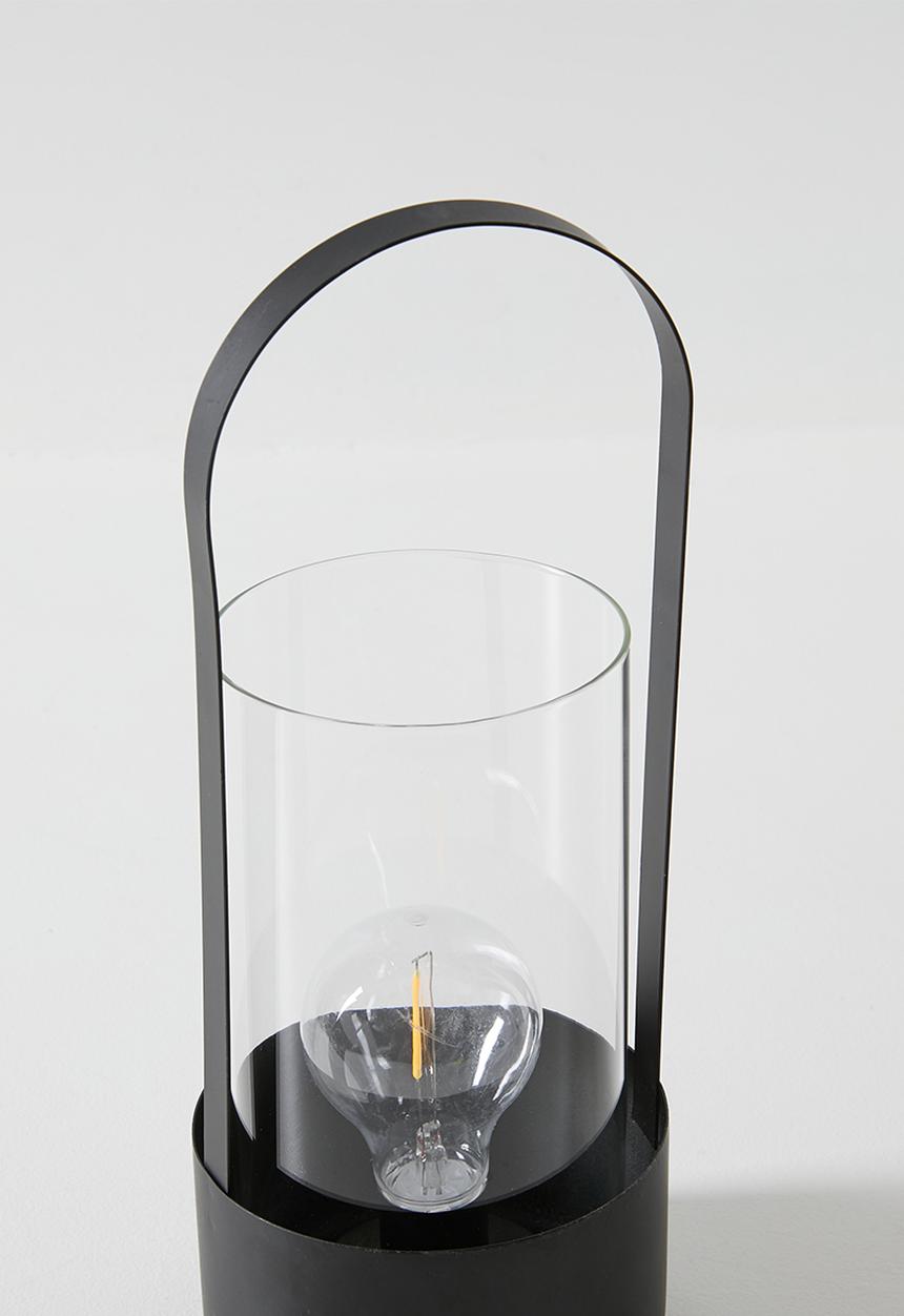 H&S - Metal Frame & Glass Cilinder Lantern - 31cm