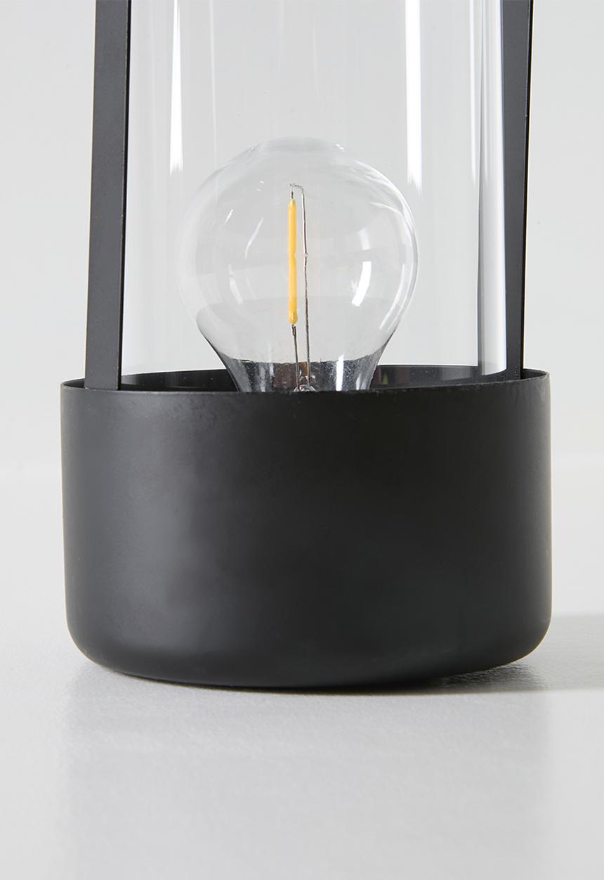 H&S - Metal Frame & Glass Cilinder Lantern - 31cm