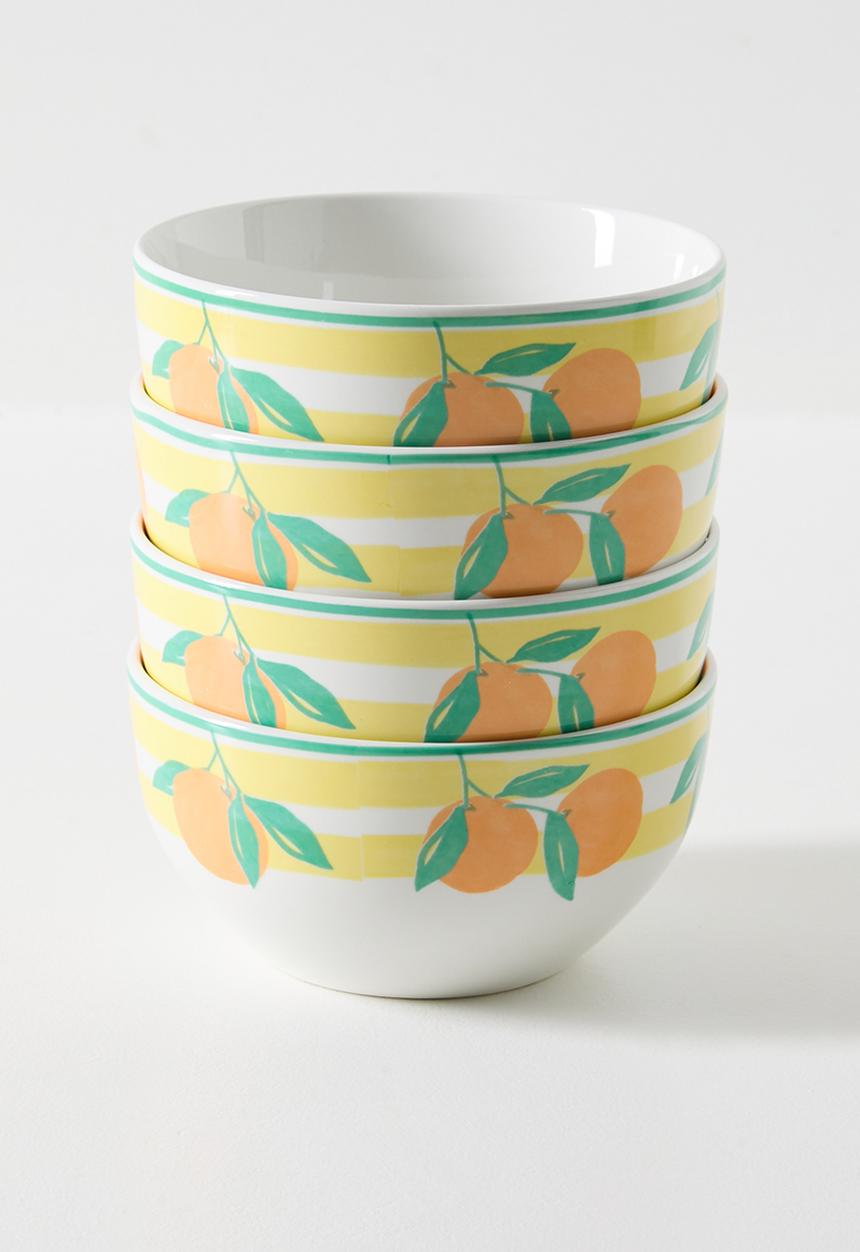 Excellent Houseware - Orange & Stripe Bowl 4pcs Set - 14cm