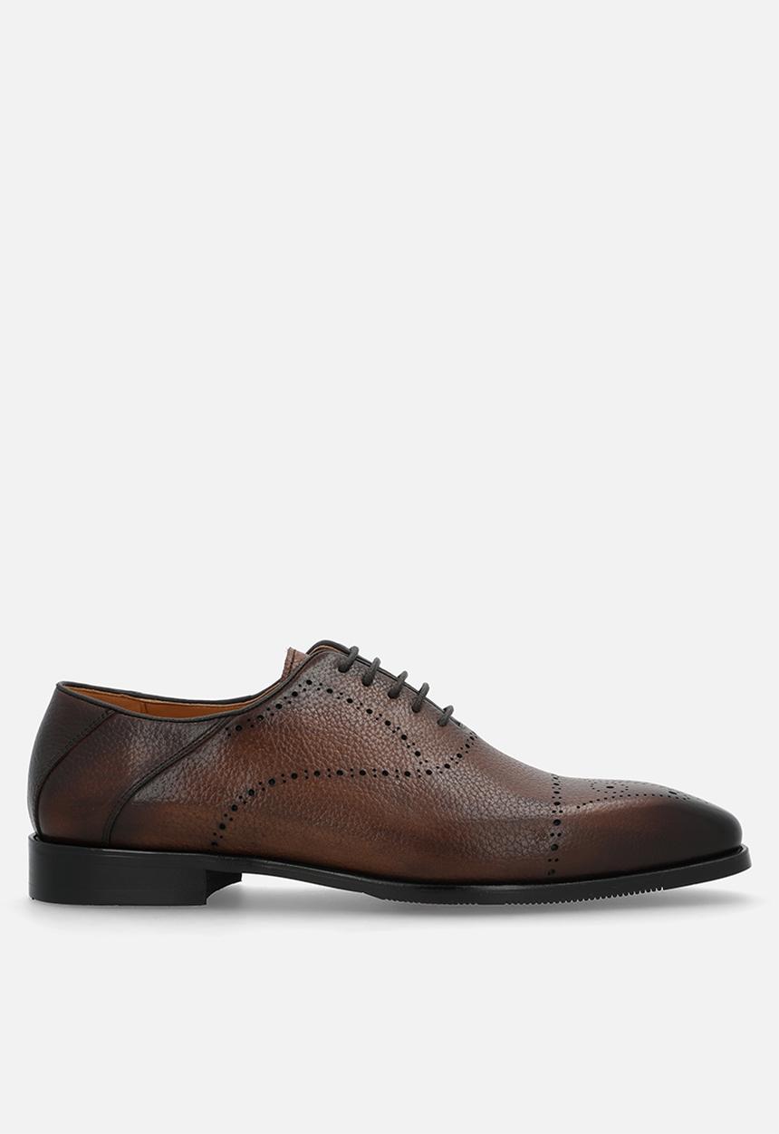 Fabino - Textured leather oxford - brown