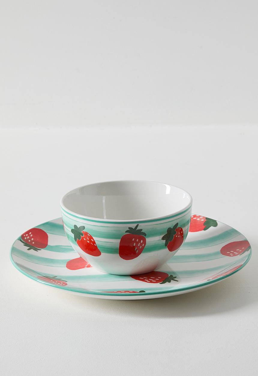 Excellent Houseware - Stawberry  & Stripe Bowl 4pcs Set - 14cm