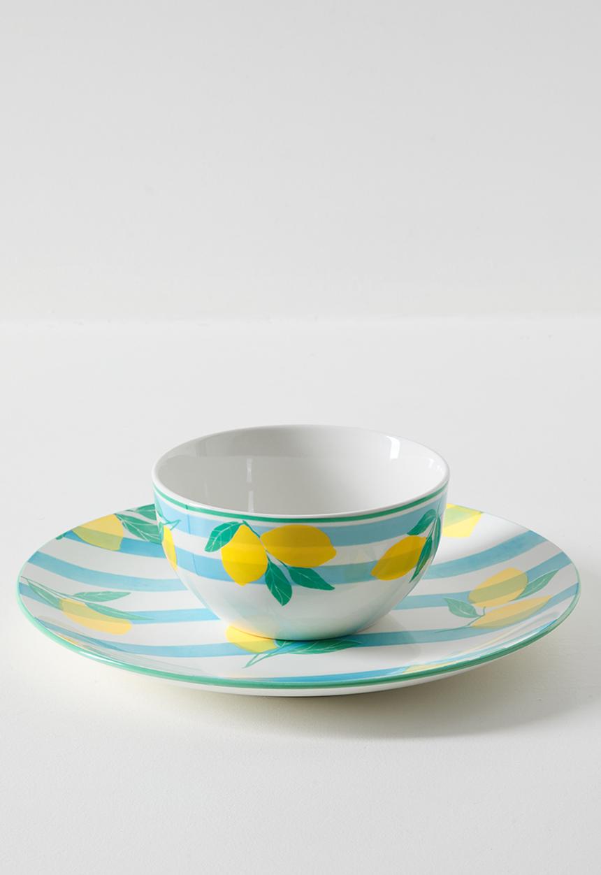 Excellent Houseware - Lemon & Stripe Bowl 4pcs Set - 14cm