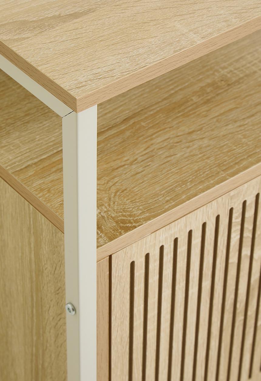 H&S - Single fluted door side table - white/natural