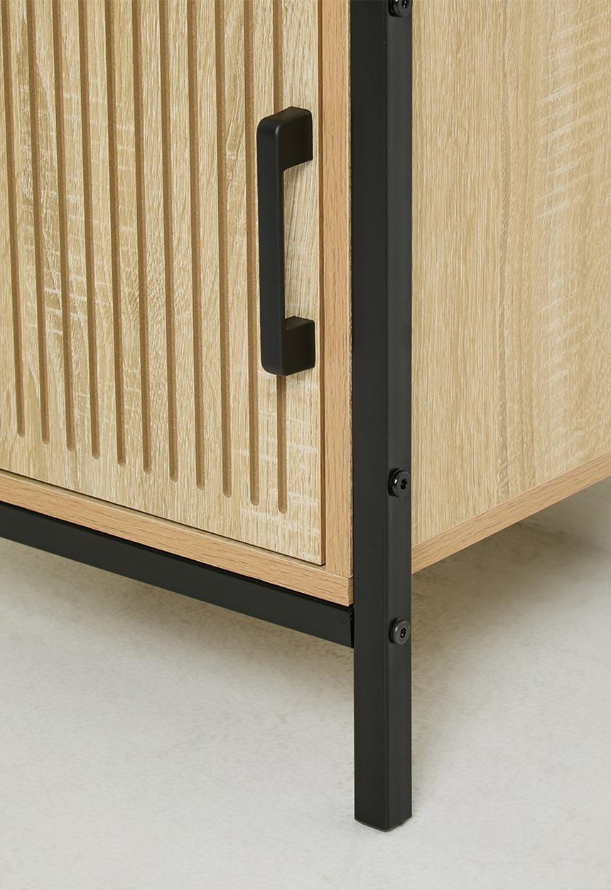 H&S - Single fluted door side table - black/natural