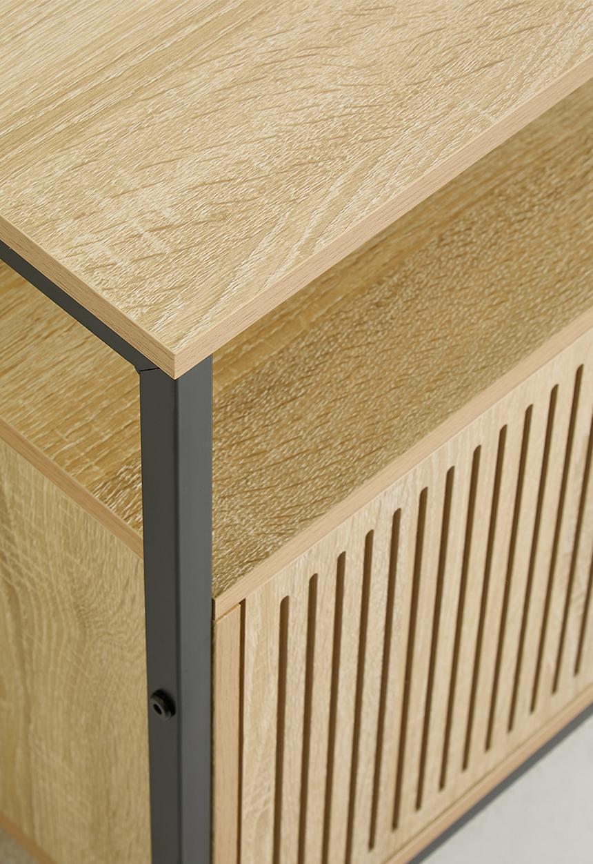 H&S - Single fluted door side table - black/natural