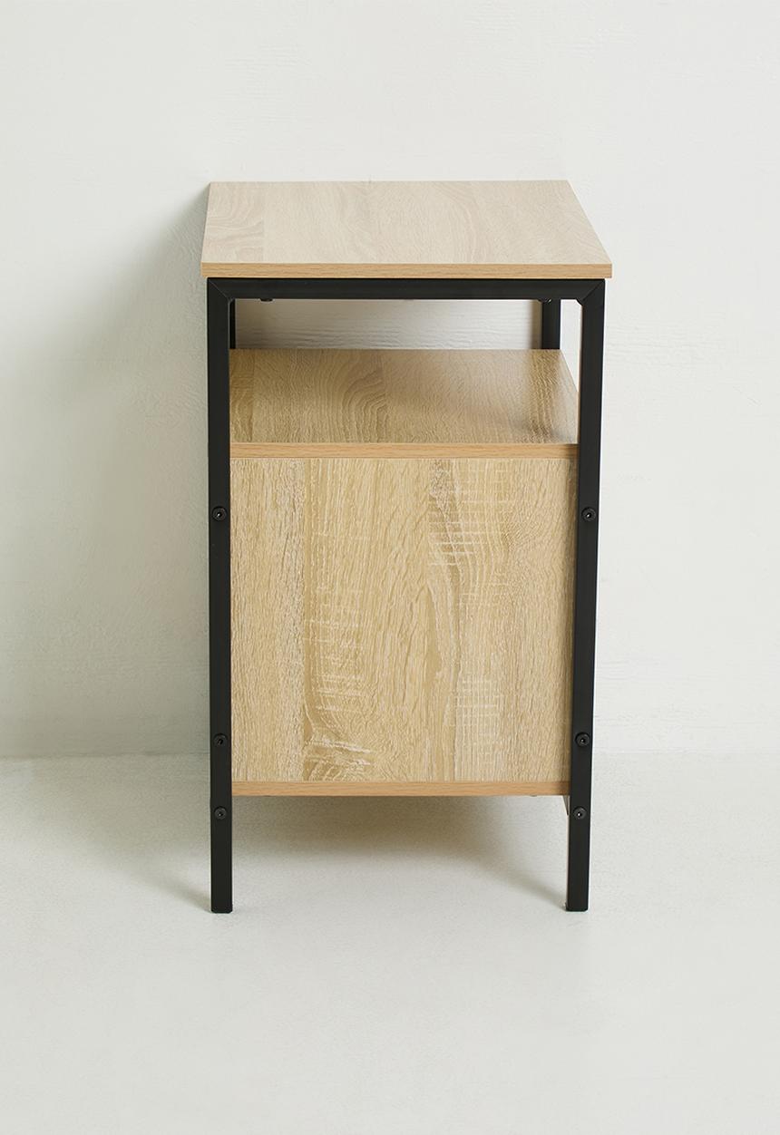 H&S - Single fluted door side table - black/natural