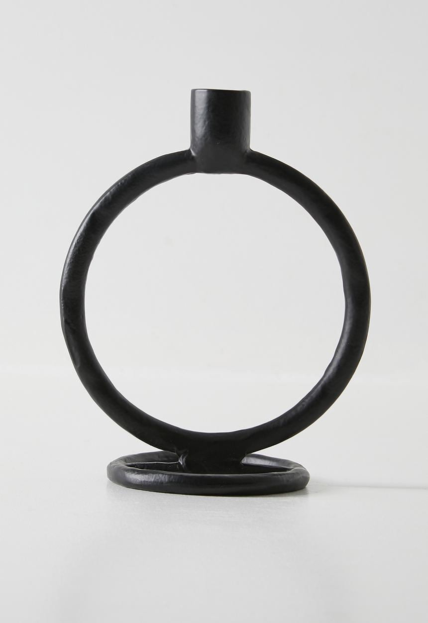 H&S - Round Alu Candle Holder - Black