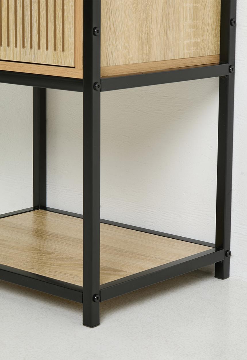 H&S - Tall fluted storage cabinet - black/natural