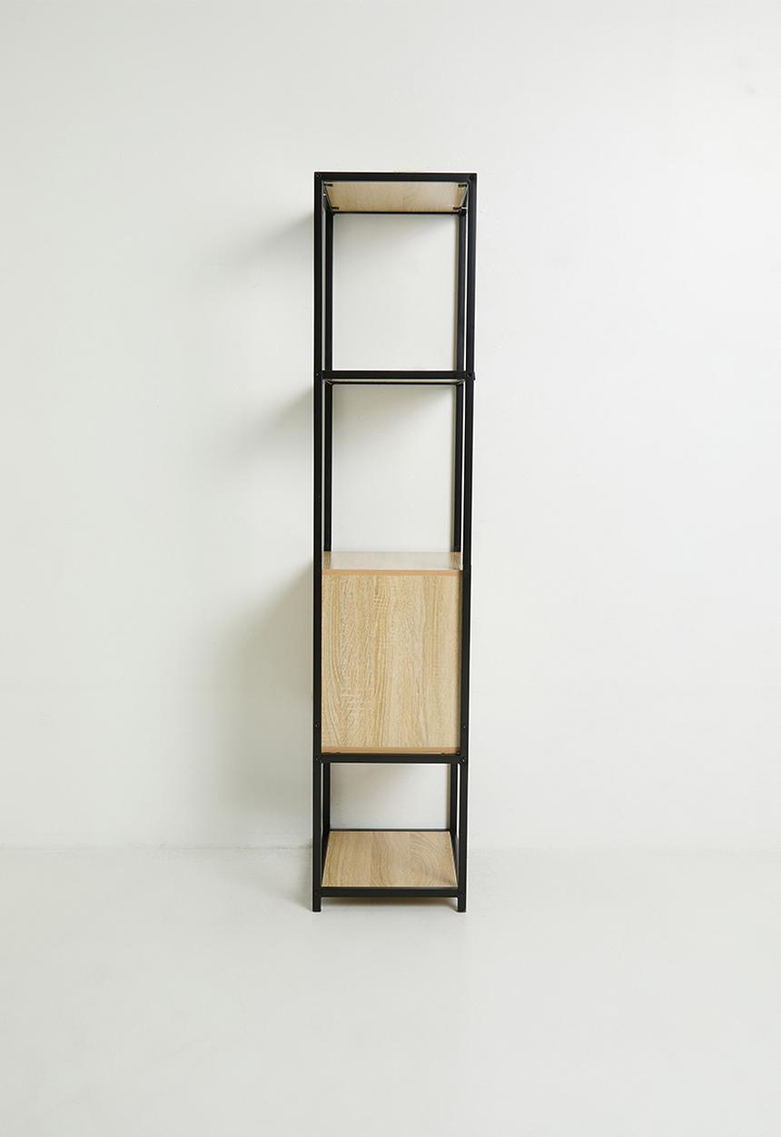 H&S - Tall fluted storage cabinet - black/natural