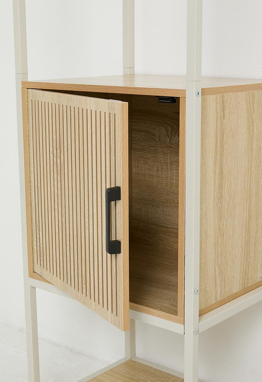 H&S - Tall fluted storage cabinet - white/natural