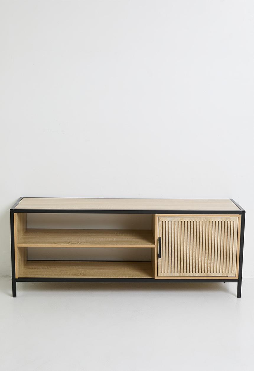 H&S - Single fluted door cabinet - black/natural