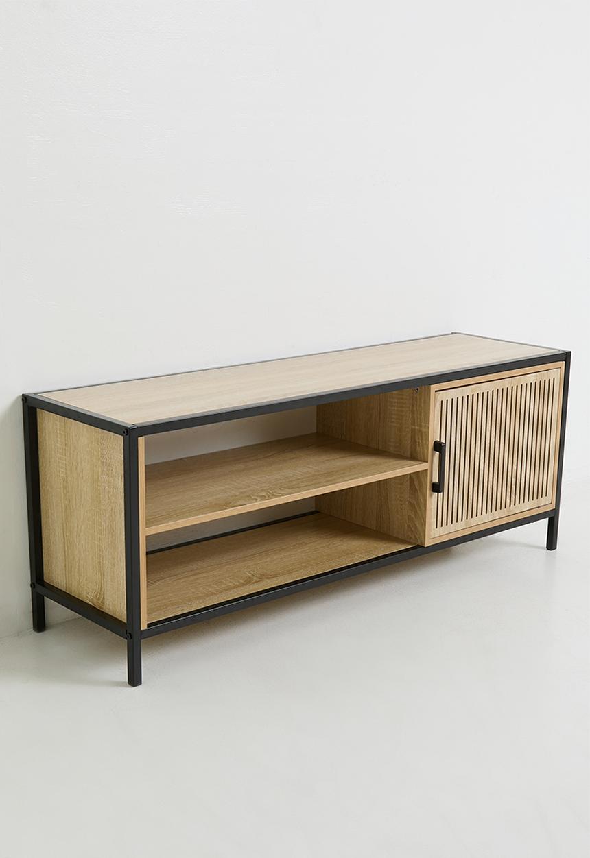 H&S - Single fluted door cabinet - black/natural