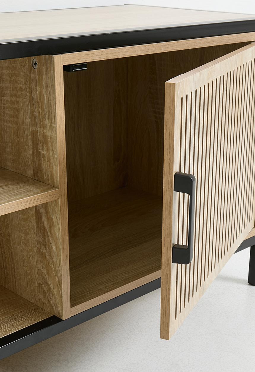 H&S - Single fluted door cabinet - black/natural