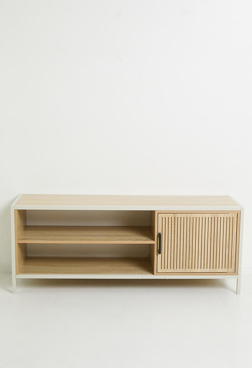 H&S - Single fluted door cabinet - white/natural