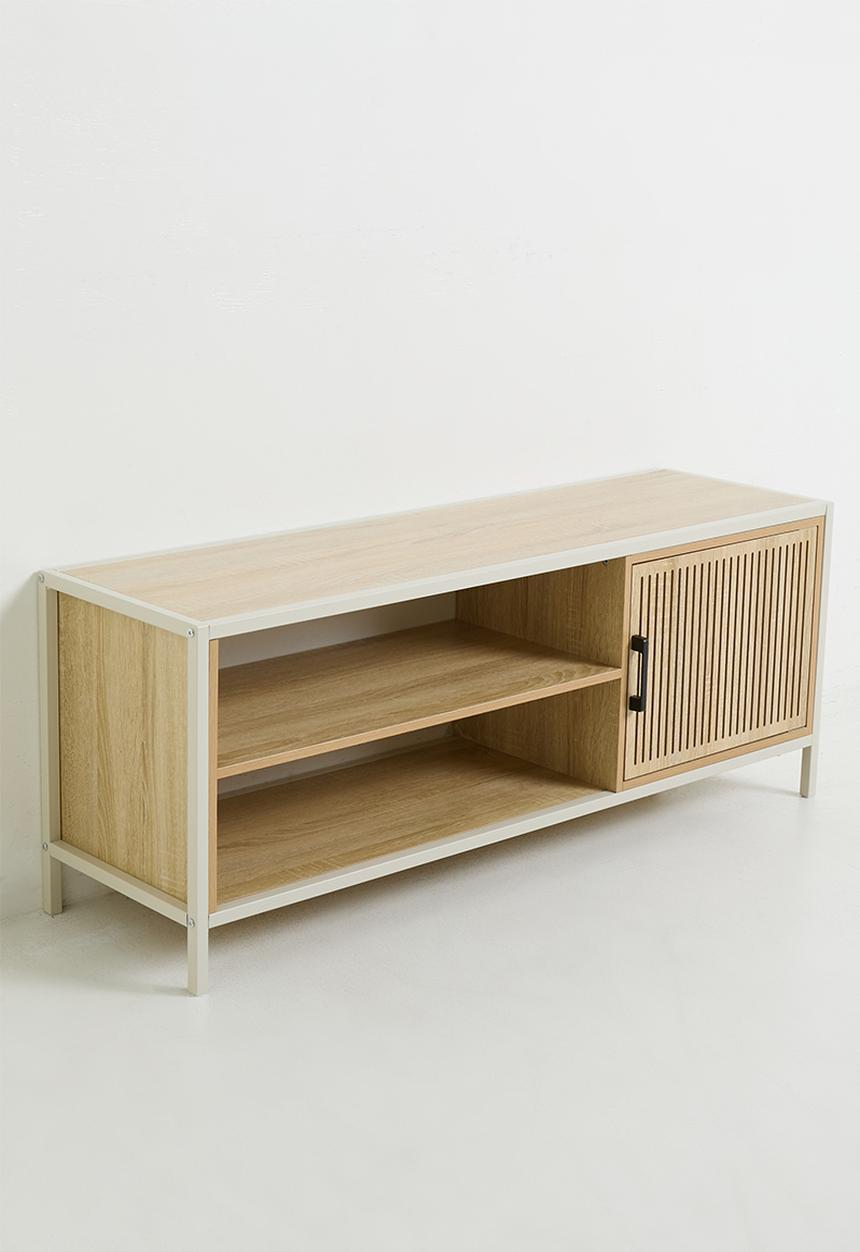 H&S - Single fluted door cabinet - white/natural