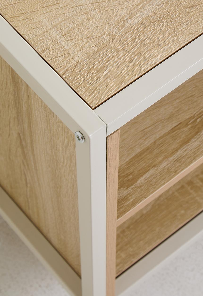 H&S - Single fluted door cabinet - white/natural