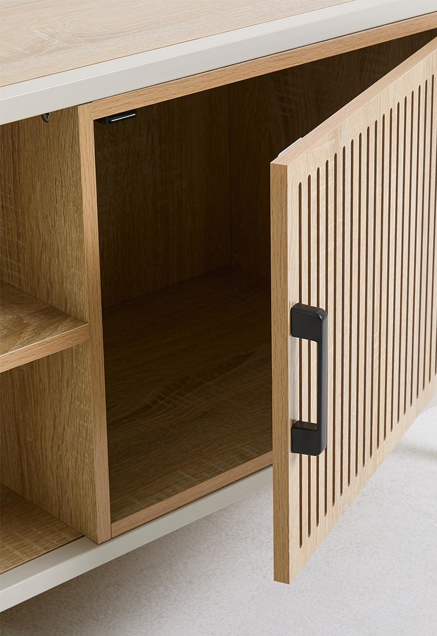 H&S - Single fluted door cabinet - white/natural