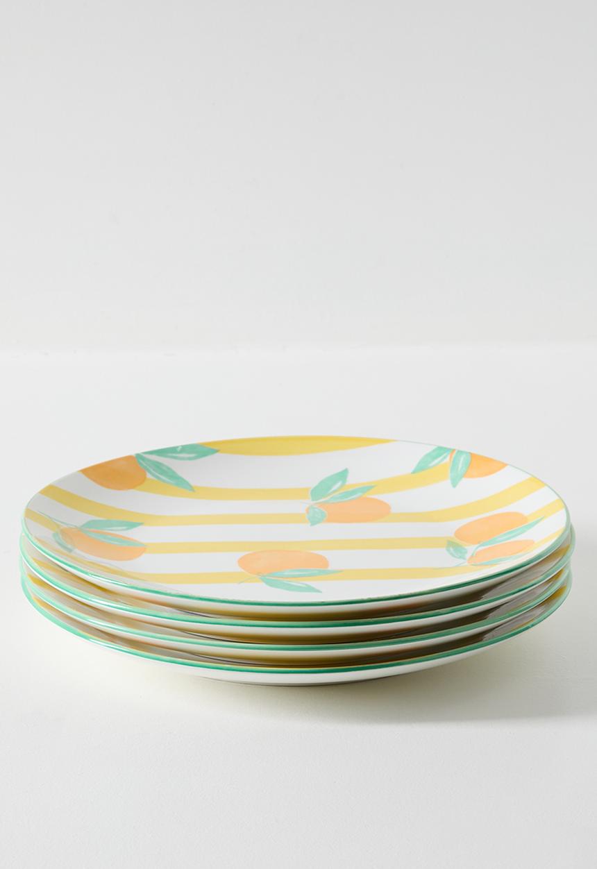 Excellent Houseware - Orange & Stripe Dinner Plate 4pcs Set 27cm - orange