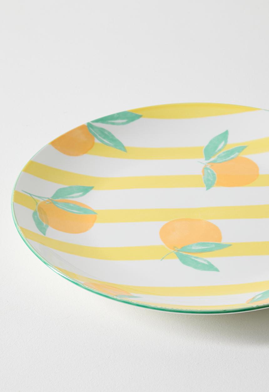 Excellent Houseware - Orange & Stripe Dinner Plate 4pcs Set 27cm - orange