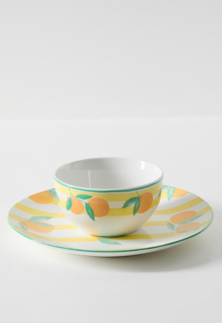 Excellent Houseware - Orange & Stripe Dinner Plate 4pcs Set 27cm - orange