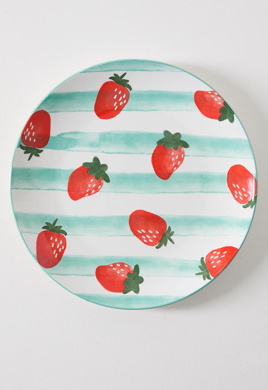 Excellent Houseware - Strawberry & Stripe Dinner Plate 4pcs Set 27cm - multi
