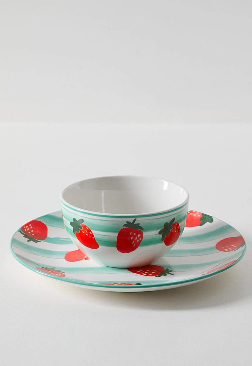 Excellent Houseware - Strawberry & Stripe Dinner Plate 4pcs Set 27cm - multi