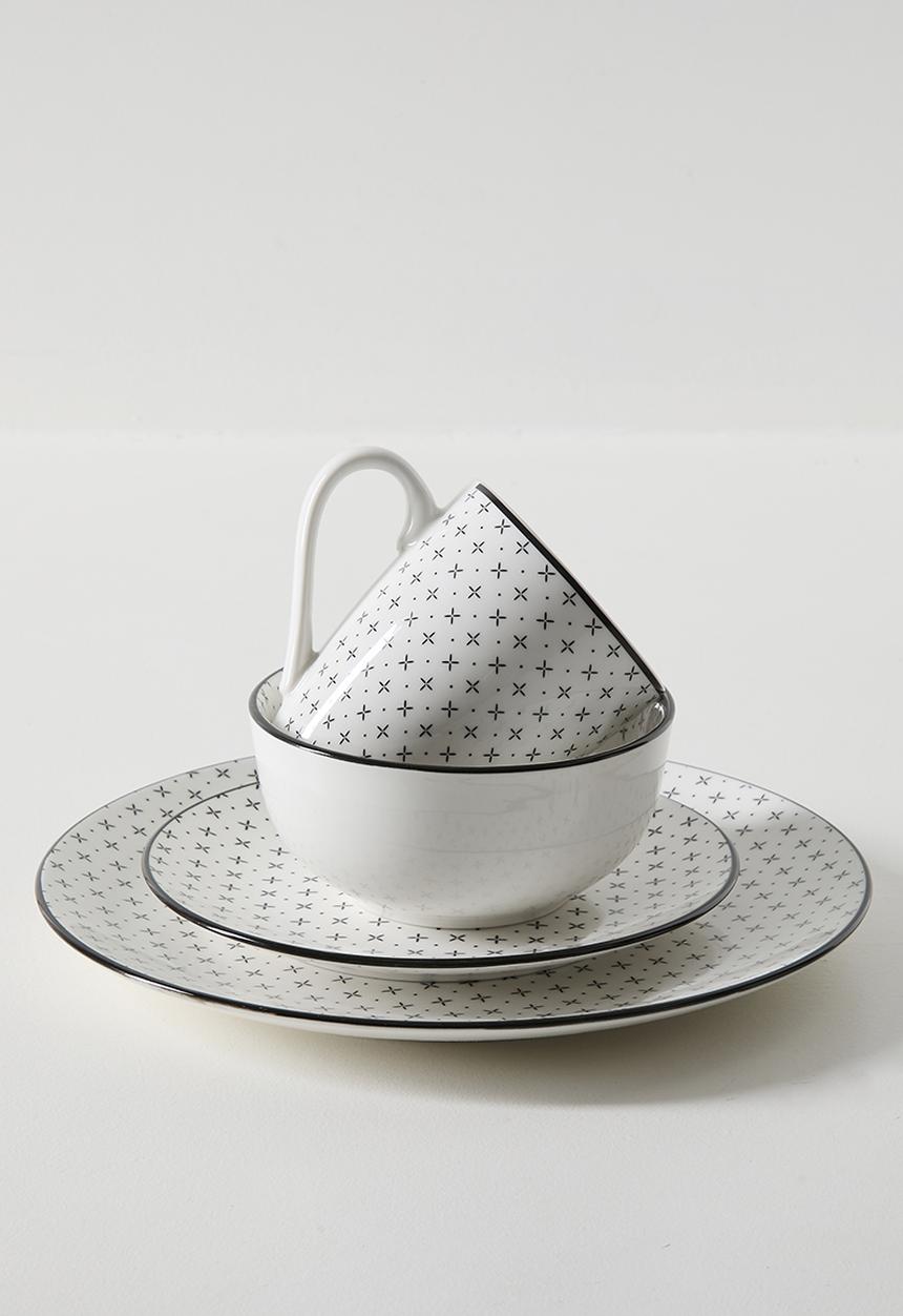Excellent Houseware - Blk Diamond Design Dinnerware Set 16pcs - white