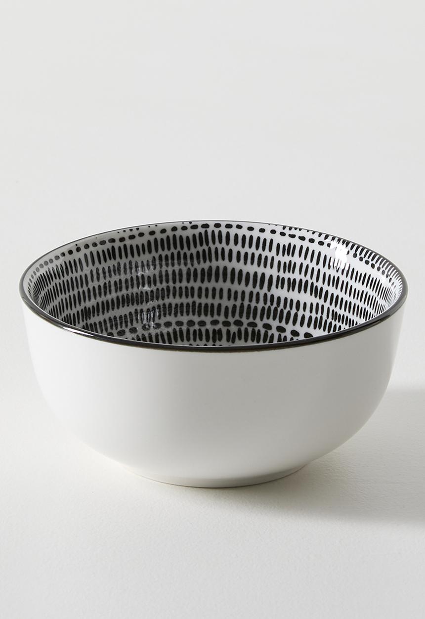 Excellent Houseware - Small Stripe Design Dinnerware Set 16pcs - black & white