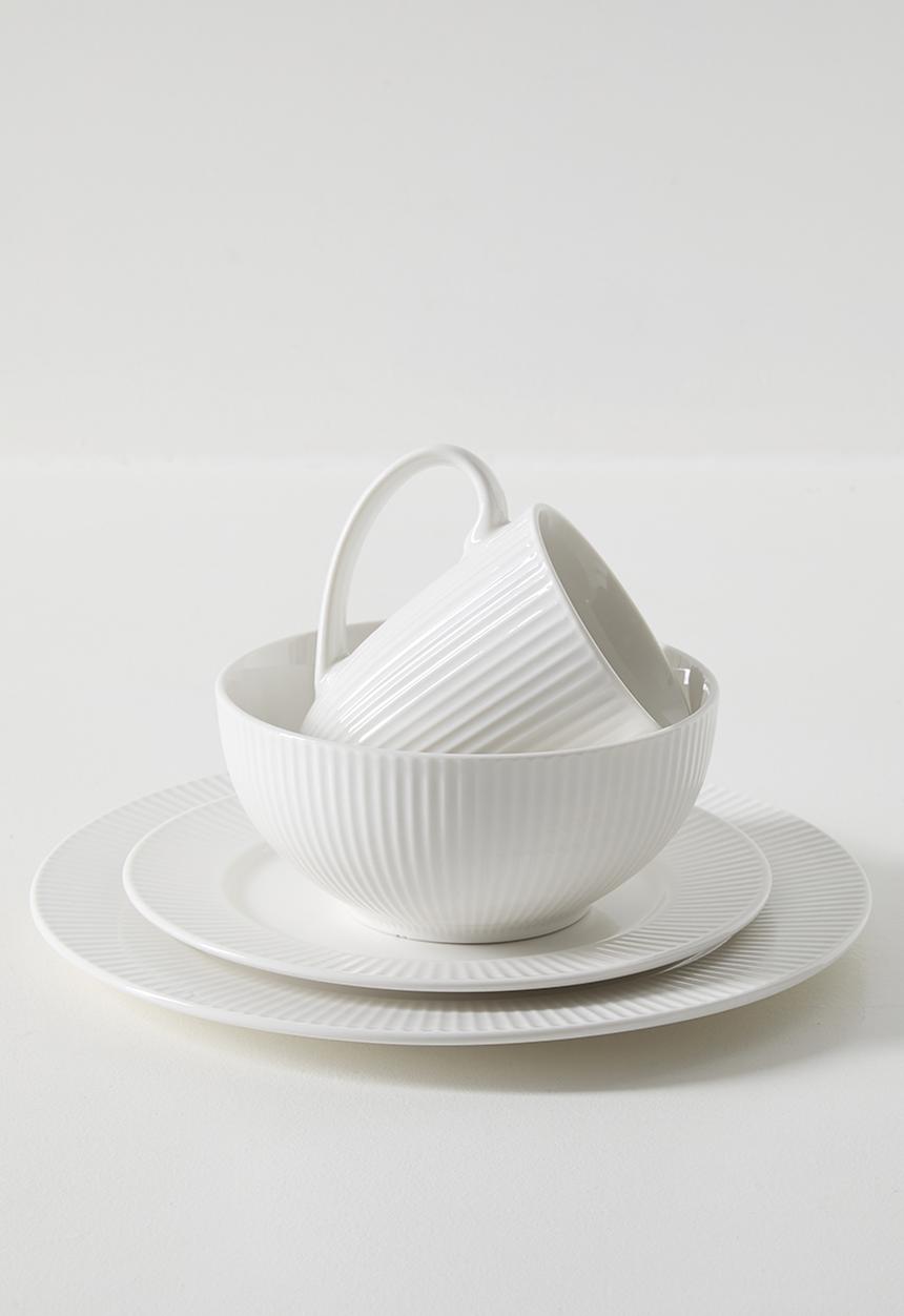 Excellent Houseware - Bone Rib Porcelain Dinner Set 16pcs - white