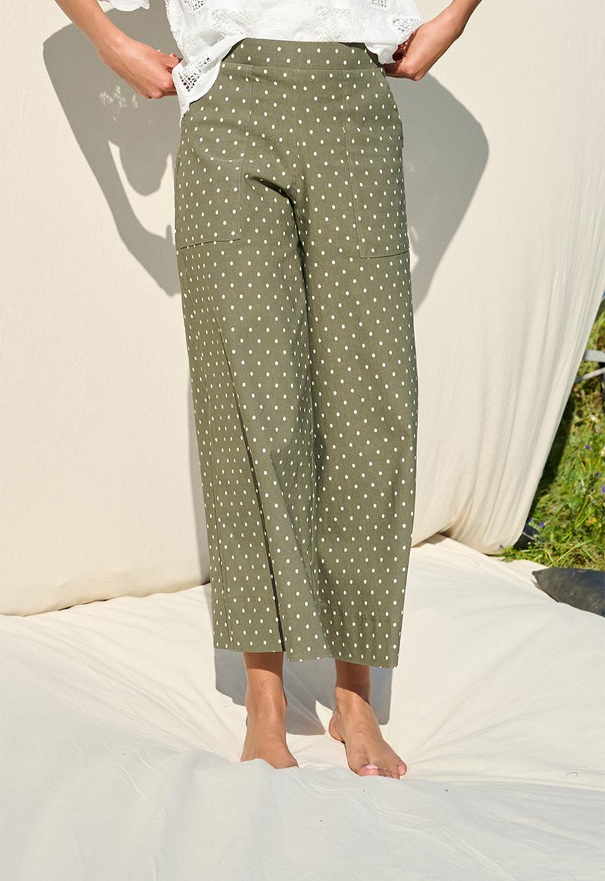 Me&B - Bengaline Wide Leg Crop - Green