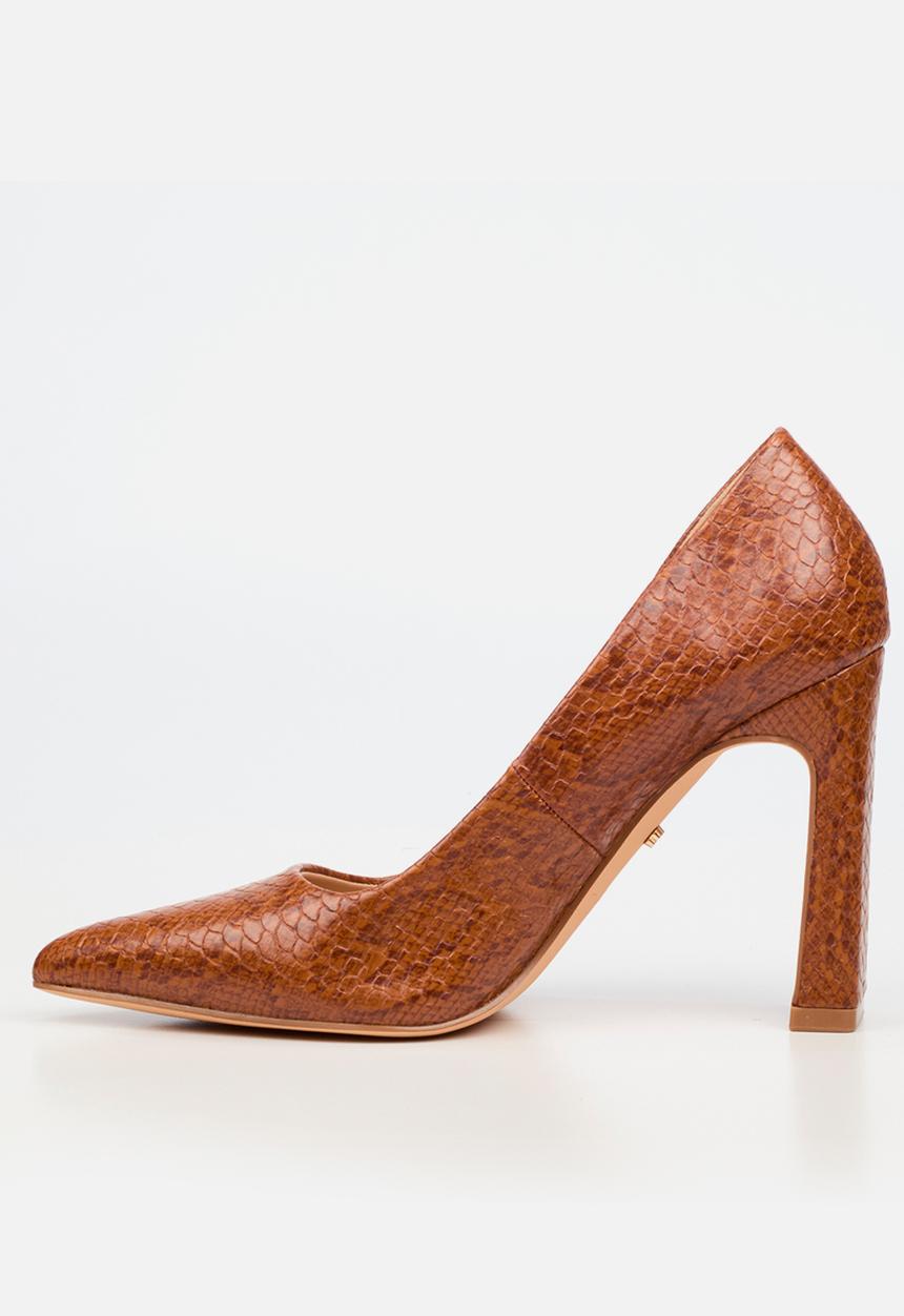 Miss Black - Nala 4 snake print block heel - tan
