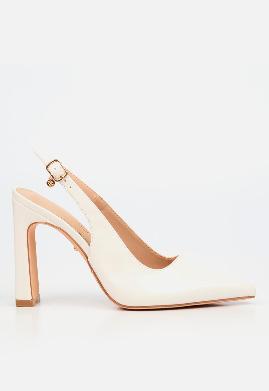 Miss Black - Nala 5 classic slingback block heel - white