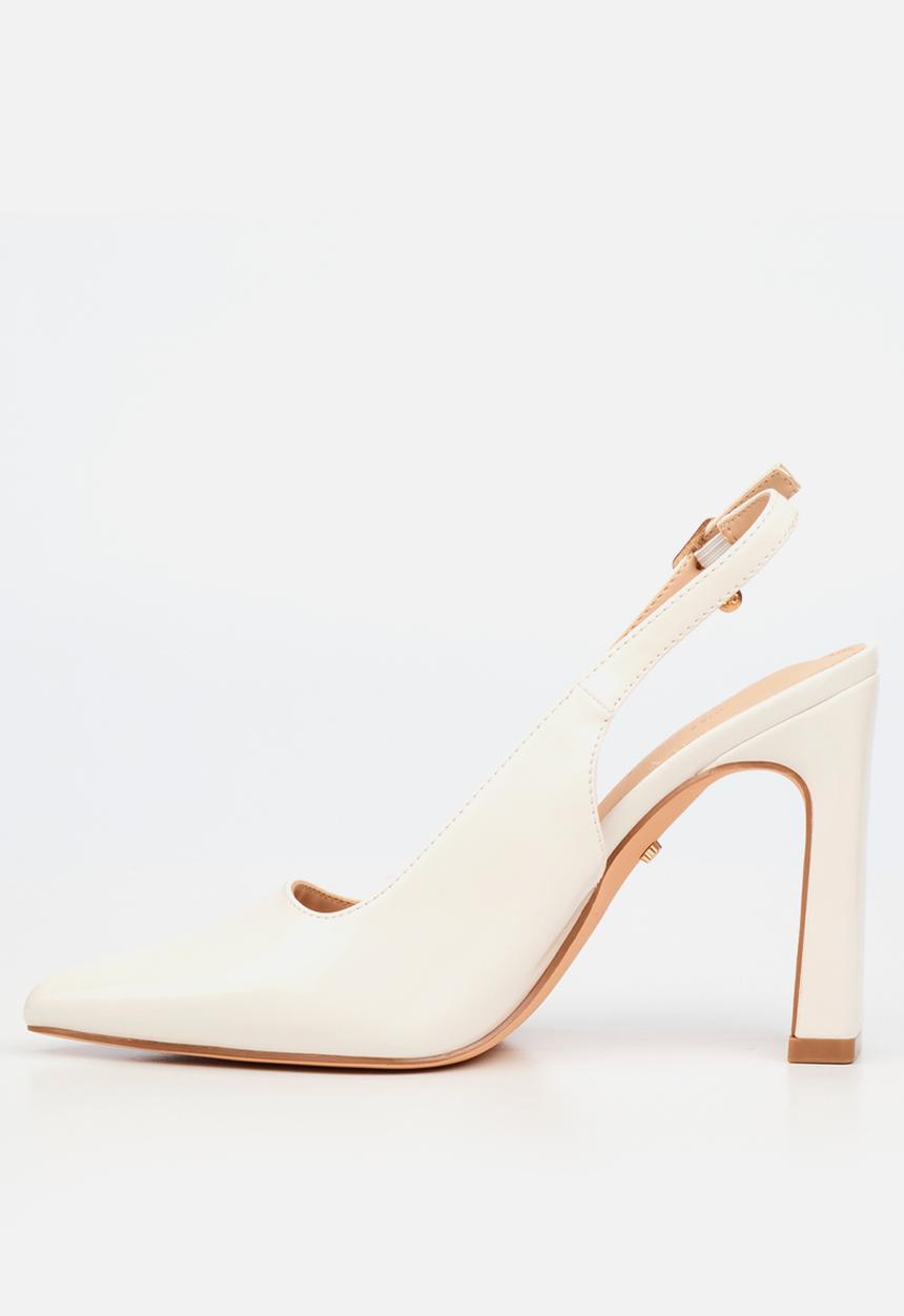 Miss Black - Nala 5 classic slingback block heel - white