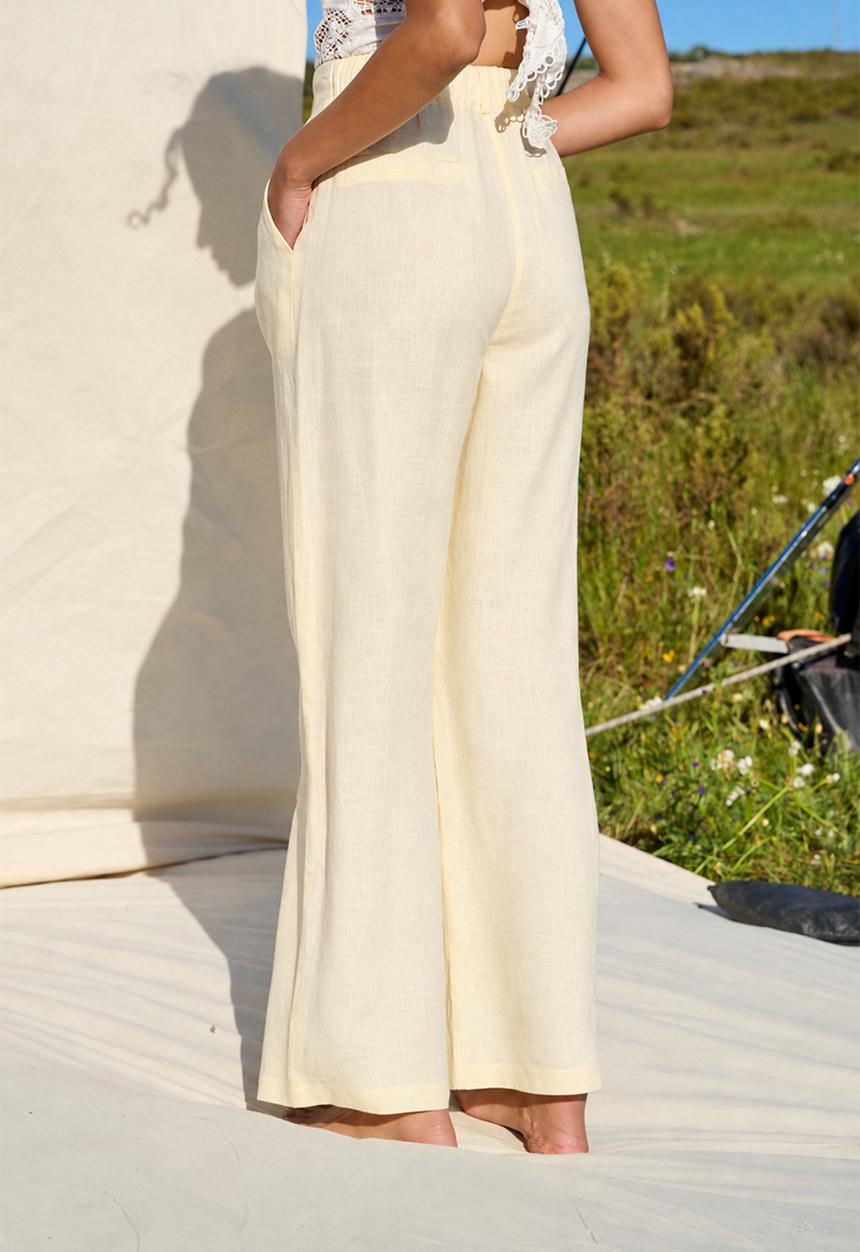 Me&B - 100% Linen Full Length Pant - Yellow