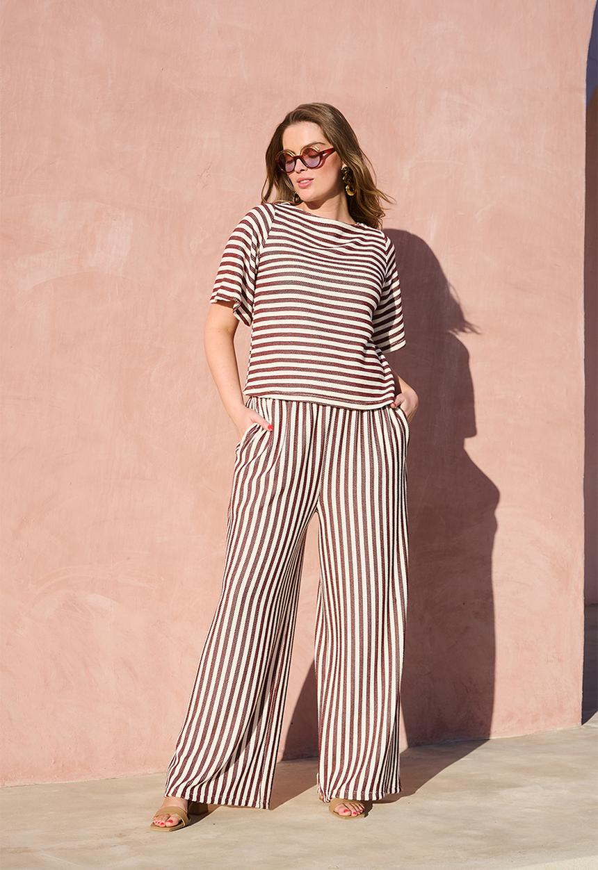 Me&B - Stripe Knit Pant - Chocmilk