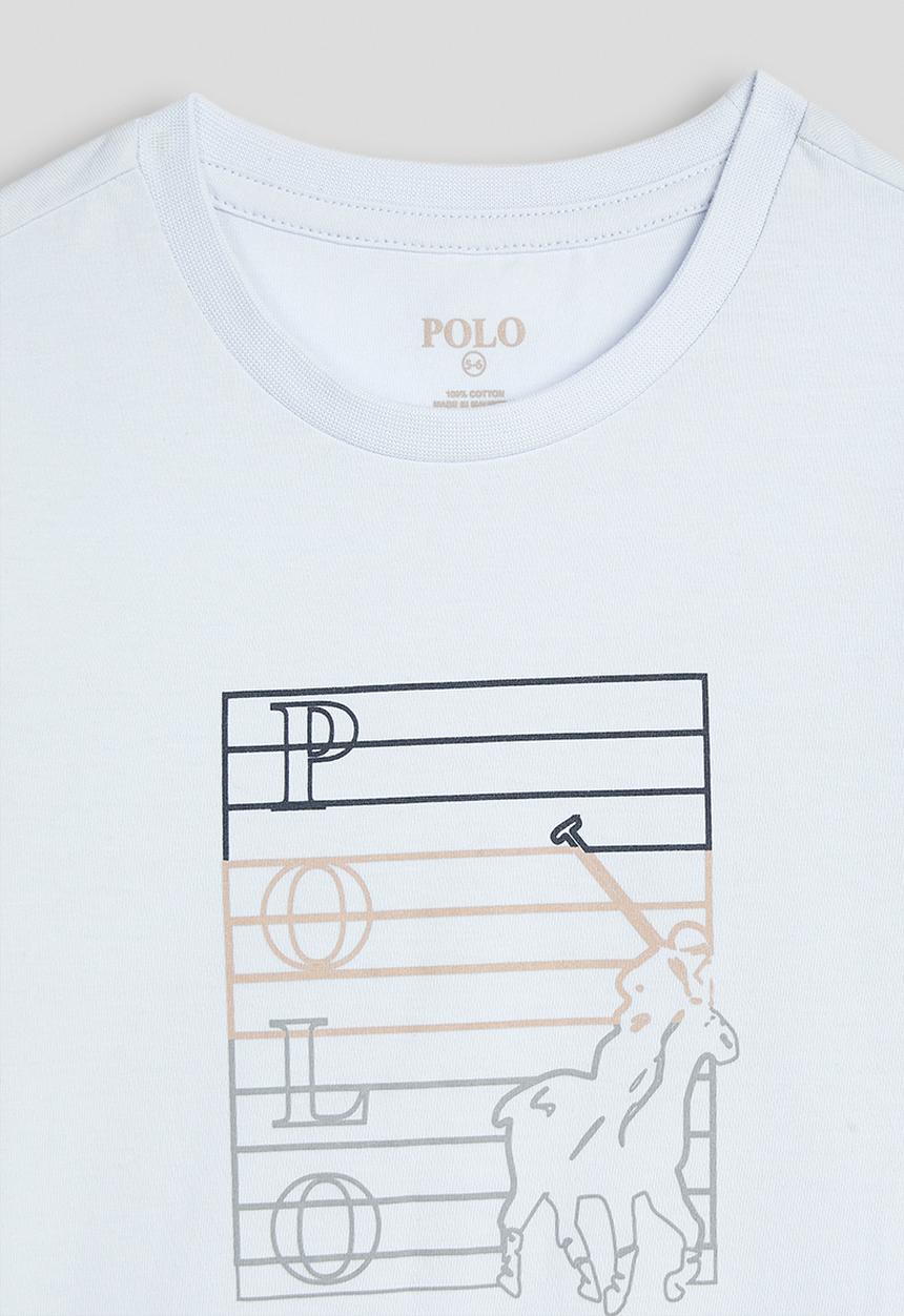 POLO - Girls Isabella Printed Blouson Short Sleeve Tee - Ice Blue