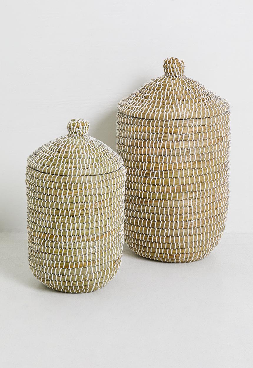 Bathroom Solutions - Handwoven Natural Laundry Basket 2Pc Set - Natural