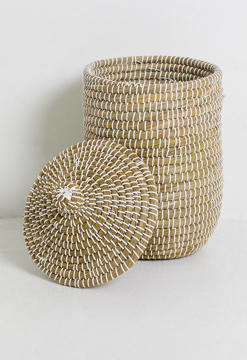 Bathroom Solutions - Handwoven Natural Laundry Basket 2Pc Set - Natural