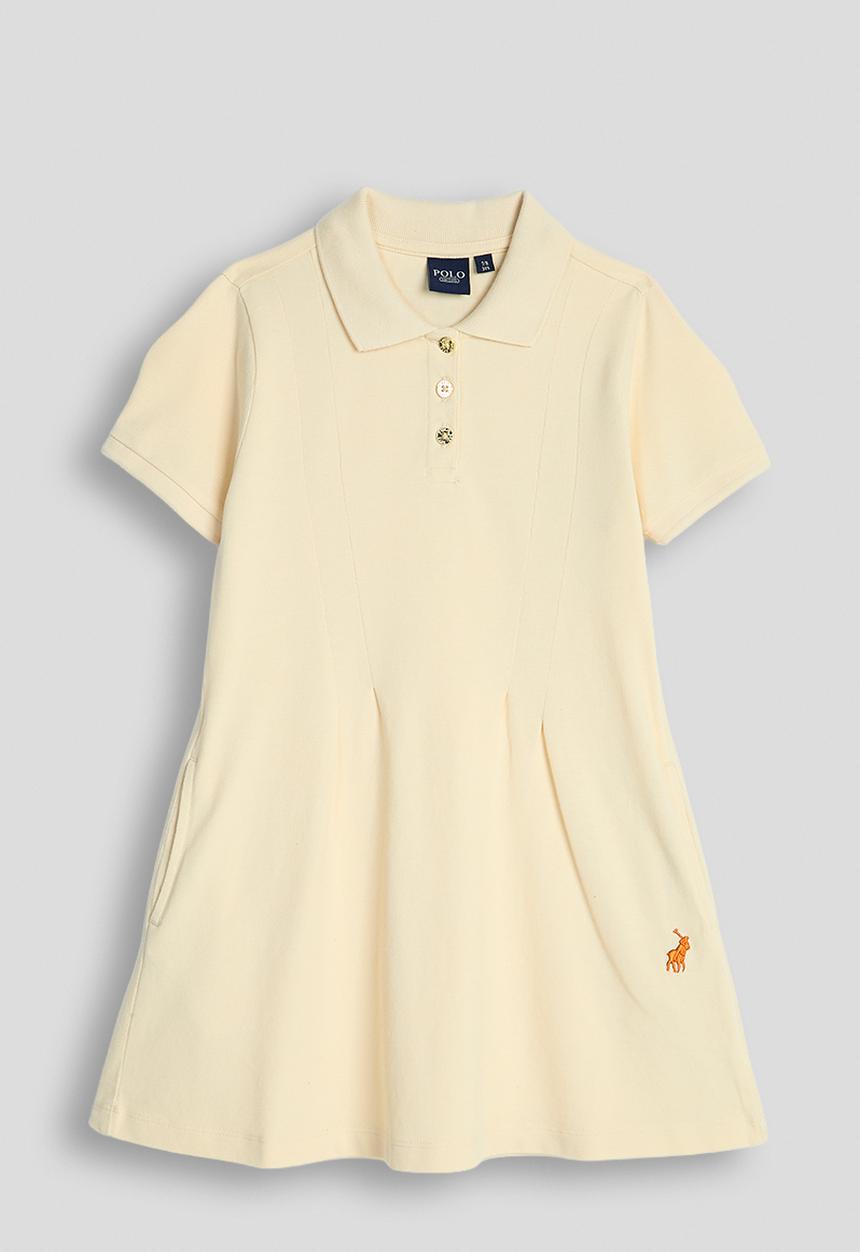 POLO - Girls Ava Flared Ss Golfer Dress - Light Stone