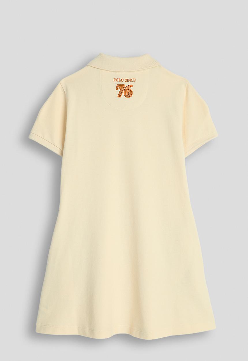 POLO - Girls Ava Flared Ss Golfer Dress - Light Stone