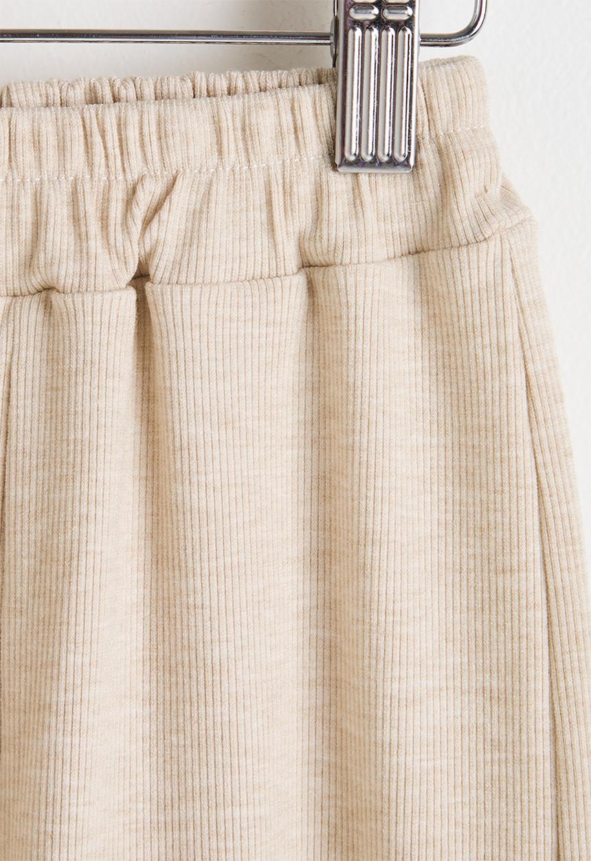 Pop Candy - Melange side ruched top & wide leg pants - khaki brown